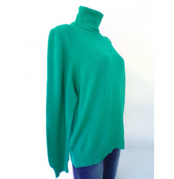 Pull col roulé vert