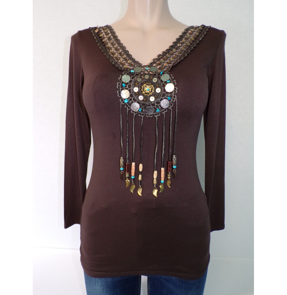 Maillot manches longues marron