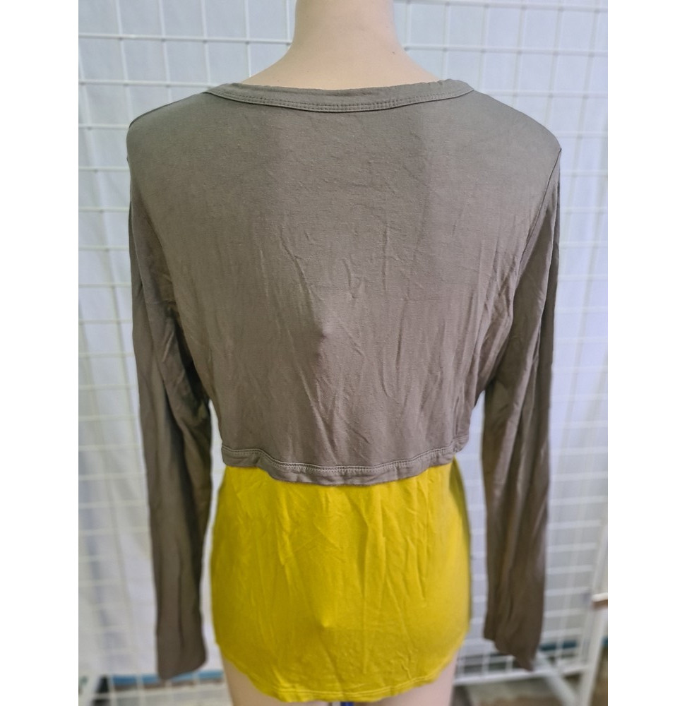 Maillot manches longues gris et jaune