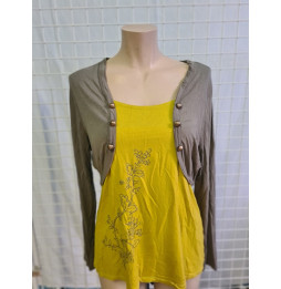 Maillot manches longues gris et jaune