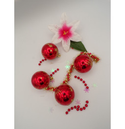 Lot de 4 boules de Noël rouge