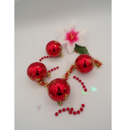 Lot de 4 boules de Noël rouge